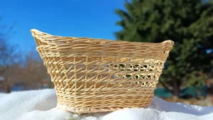 Corbeille à linge ovale en osier cultivé